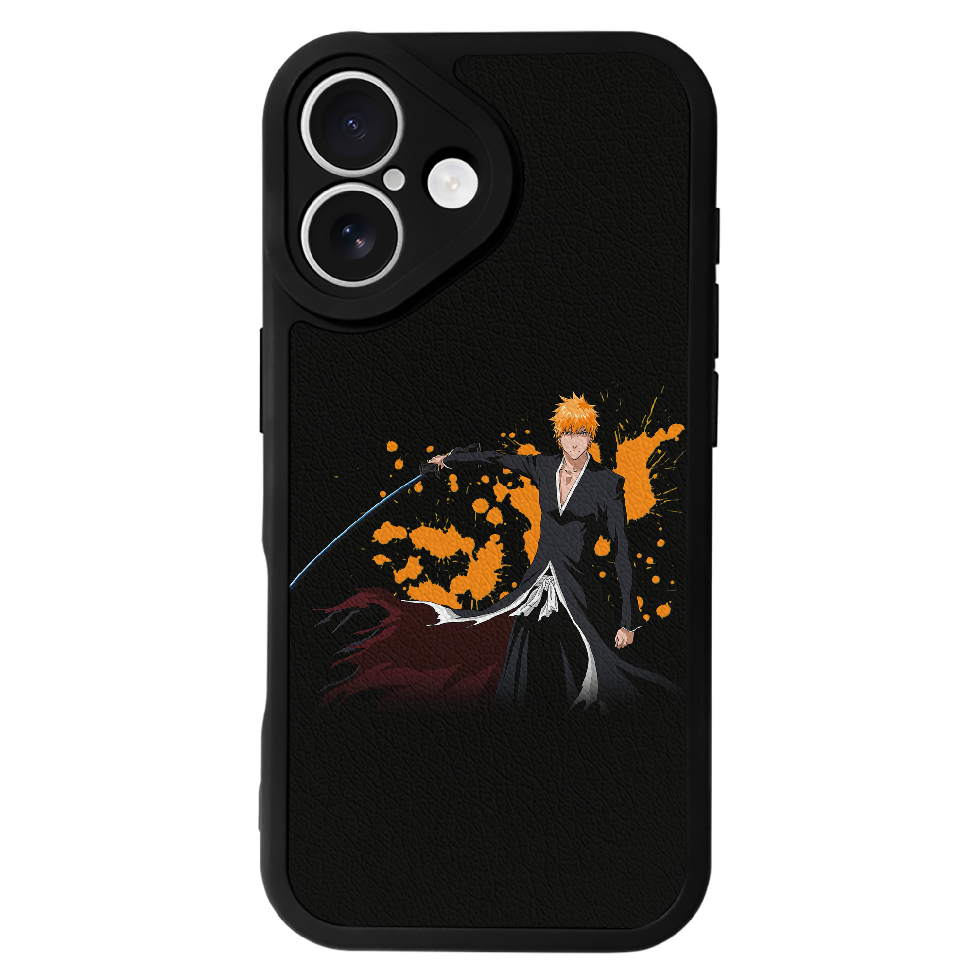 （画像用） ブリーチ 黒崎一護（くろさき いちご）BLEACH Kurosaki Ichigo 【iPhone 16シリーズ対応】シリコンスマホケース（レザー調） 材質：シリコン